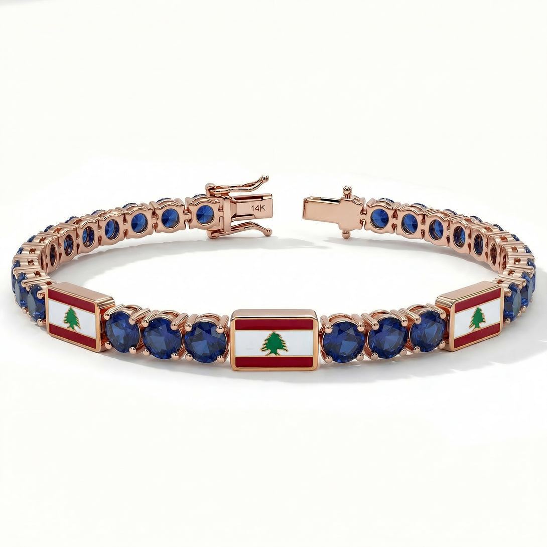 Sapphire Tennis Bracelet with Lebanon Flag no. 14