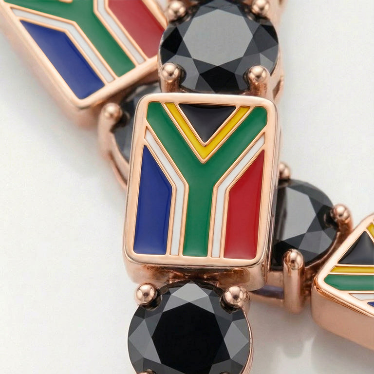 Black Diamond Tennis Bracelet with South Africa Flag no. 8