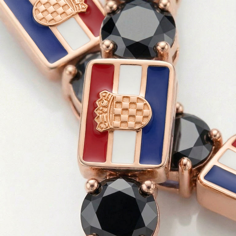 Black Diamond Tennis Bracelet with Croatia Flag no. 8