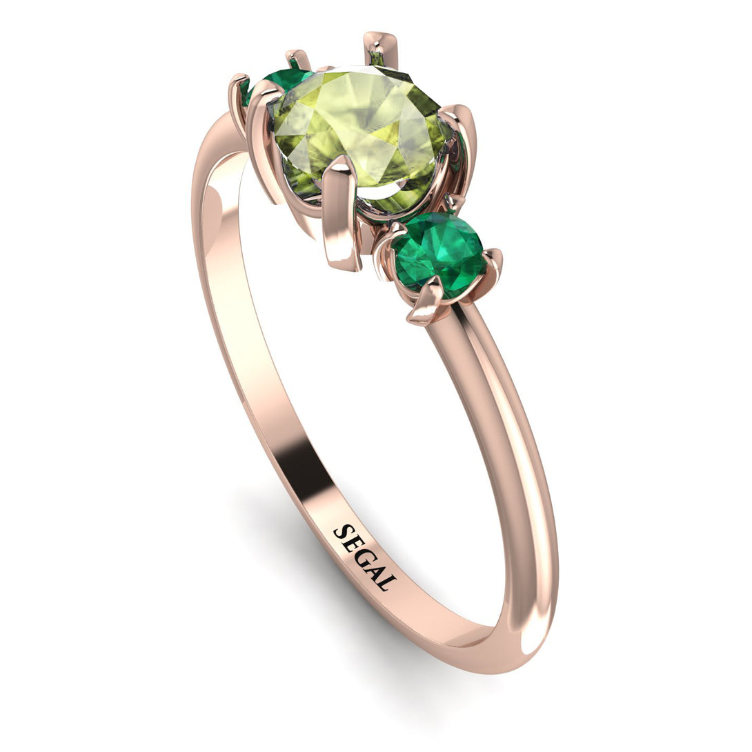 Classic Three Stone Peridot Engagement Ring - Valentina No. 705