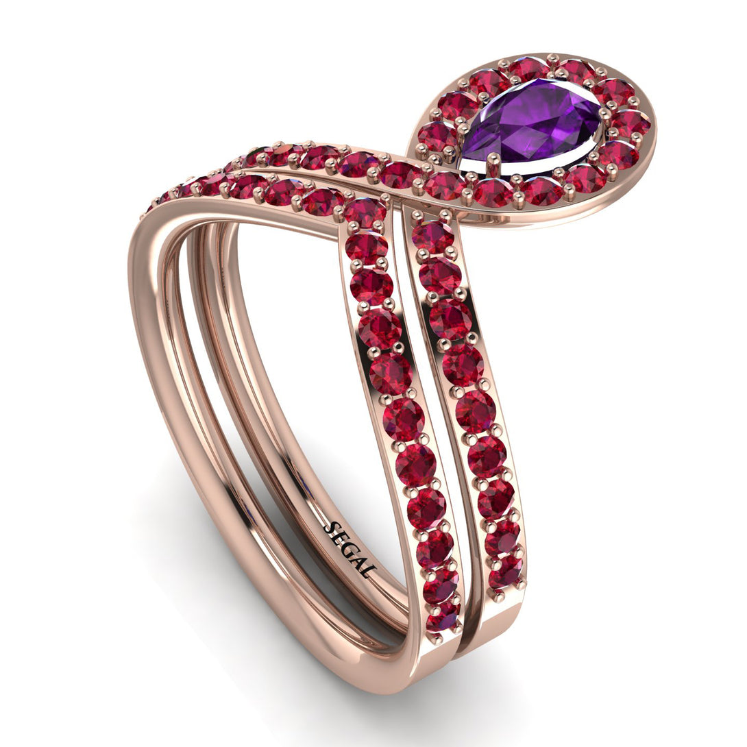 Amethyst Pear Shape Stacking Bridal Set - Emilia No. 311