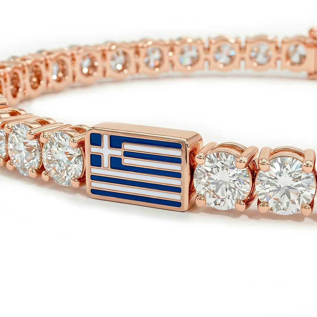Diamond Tennis Bracelet with Greece Flag no. 2