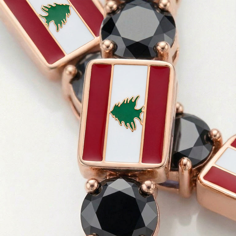 Black Diamond Tennis Bracelet with Lebanon Flag no. 8