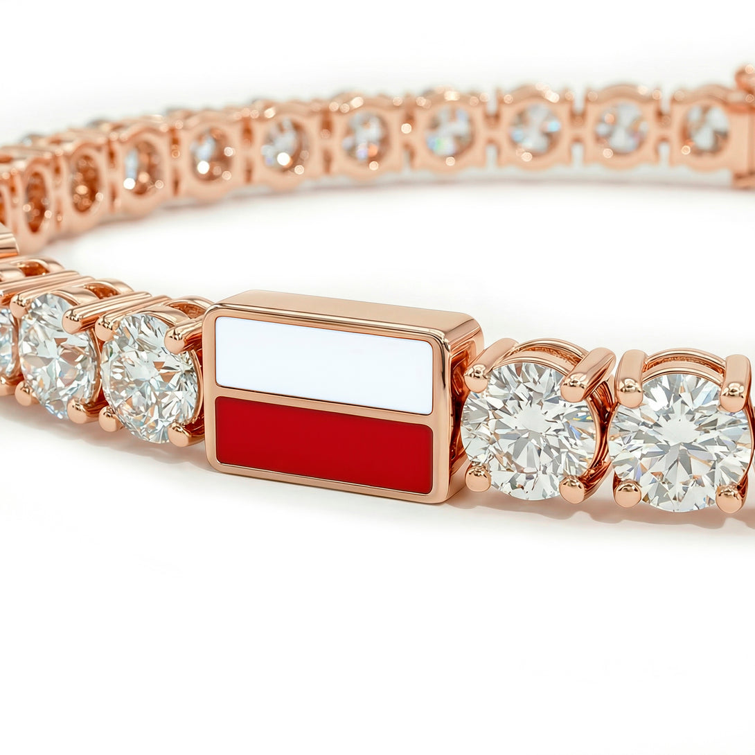 Diamond Tennis Bracelet with Poland Flag no. 2