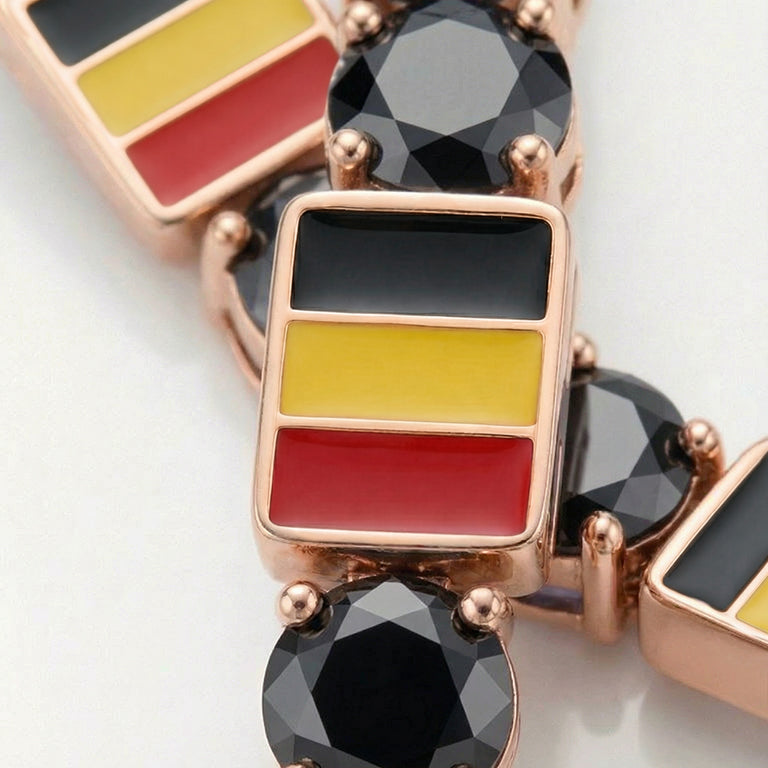 Black Diamond Tennis Bracelet with Belgium Flag no. 8