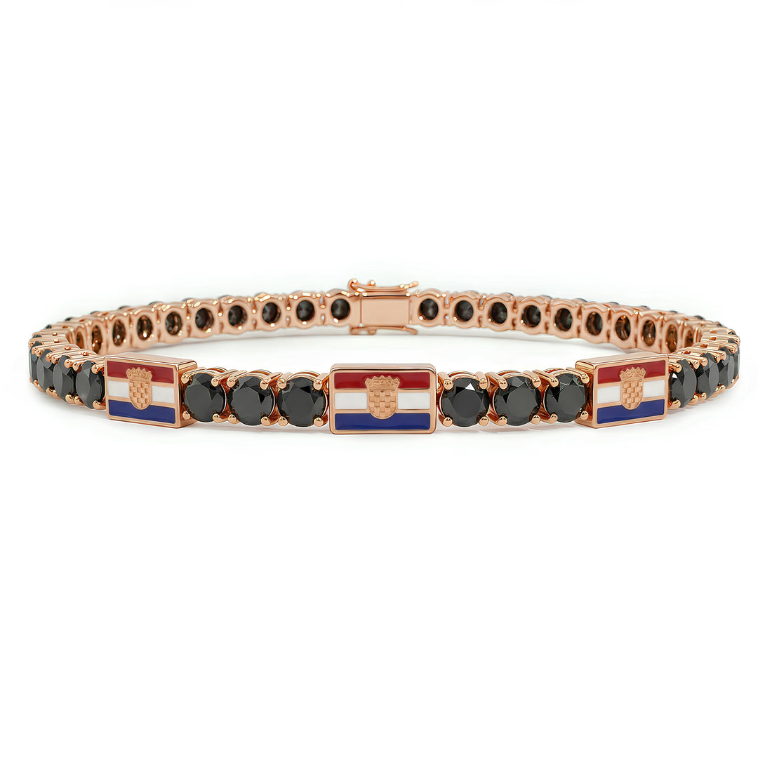 Black Diamond Tennis Bracelet with Croatia Flag no. 8