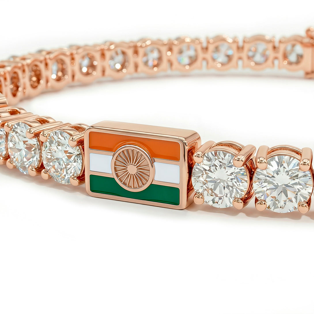 Diamond Tennis Bracelet with India Flag no. 2