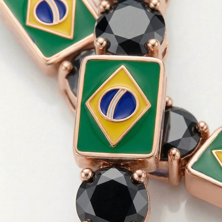 Black Diamond Tennis Bracelet with Brazil Flag no. 8