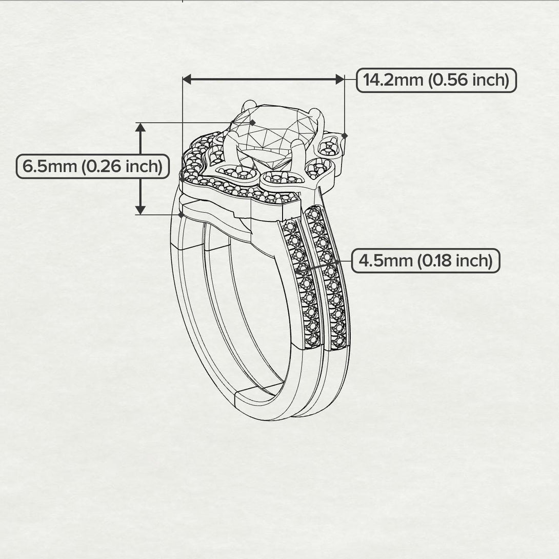 Wedding band for Glamorous Cushion Emerald Halo Bridal Set - Susan No. 6000