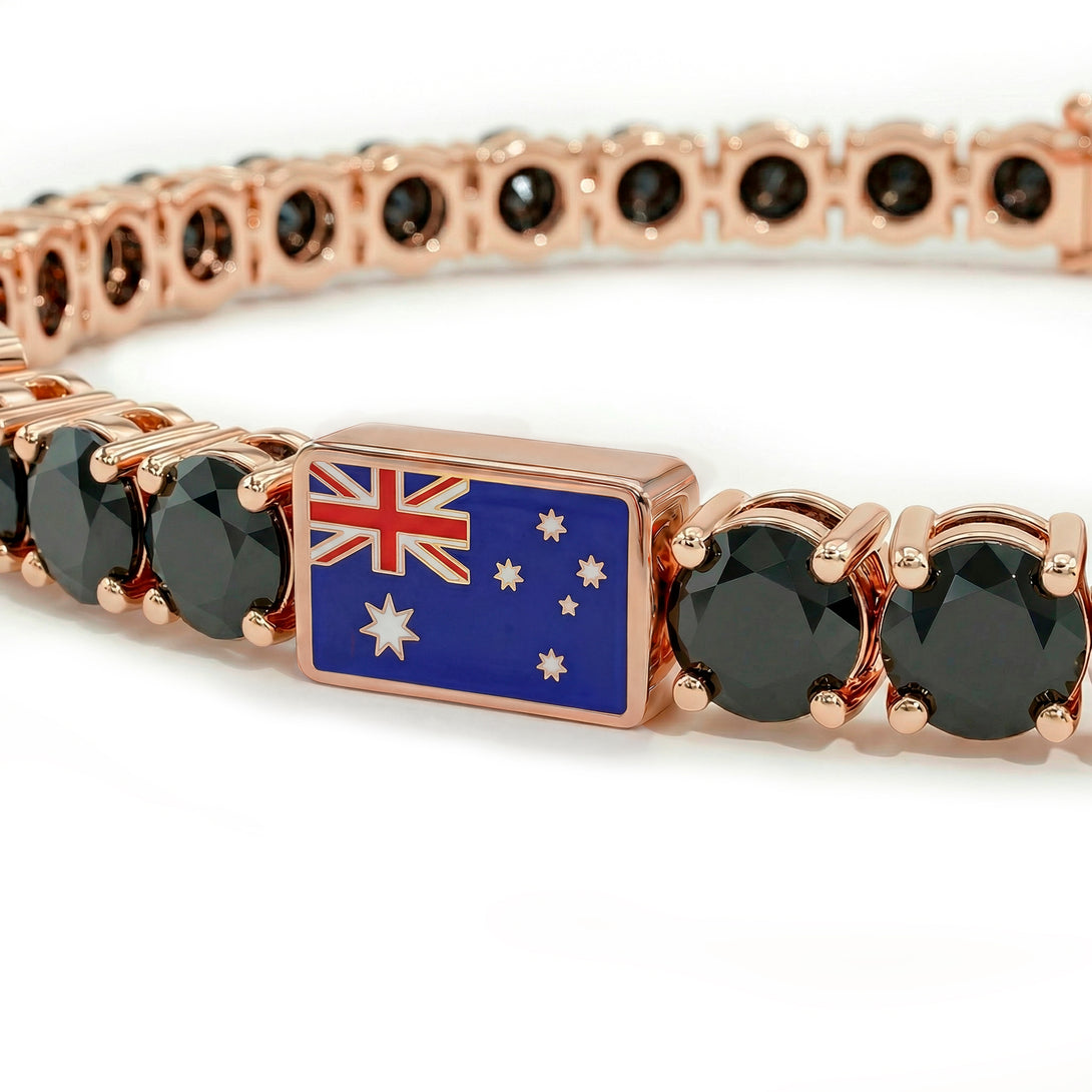 Black Diamond Tennis Bracelet with Australia Flag no. 8