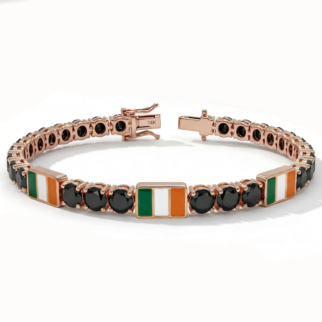 Black Diamond Tennis Bracelet with Ireland Flag no. 8
