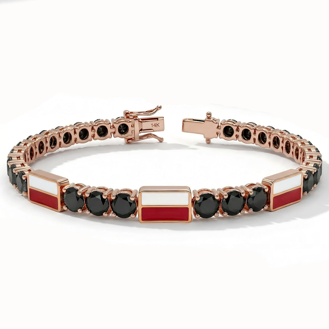 Black Diamond Tennis Bracelet with Poland Flag no. 8