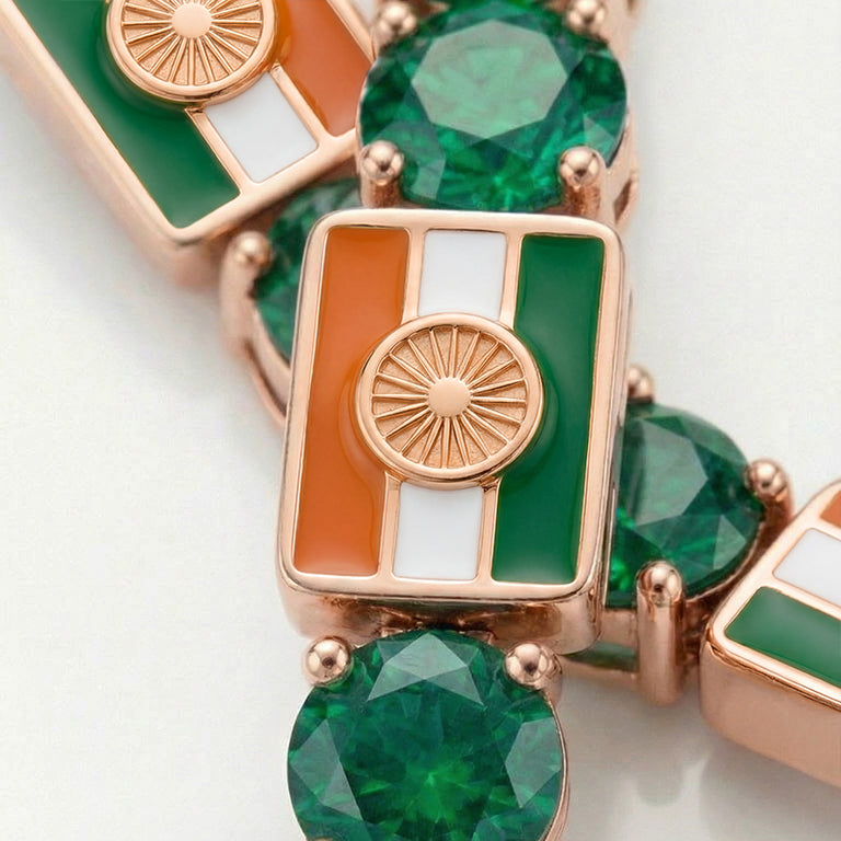 Emerald Tennis Bracelet with India Flag no. 5