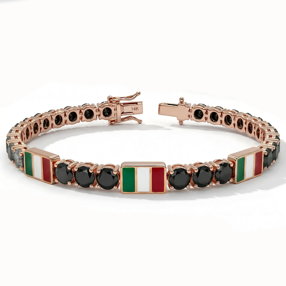Black Diamond Tennis Bracelet with Mexico Flag no. 8