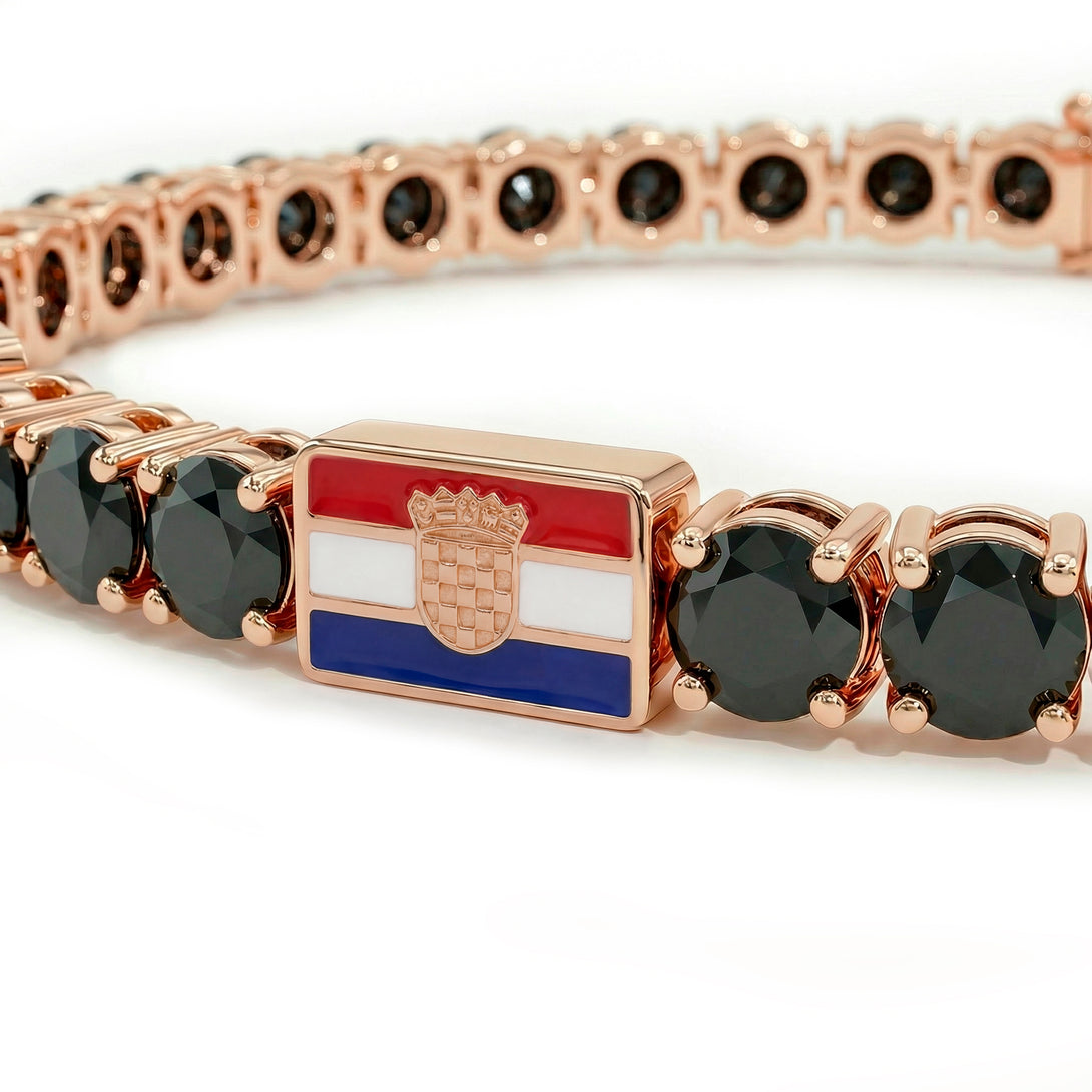 Black Diamond Tennis Bracelet with Croatia Flag no. 8