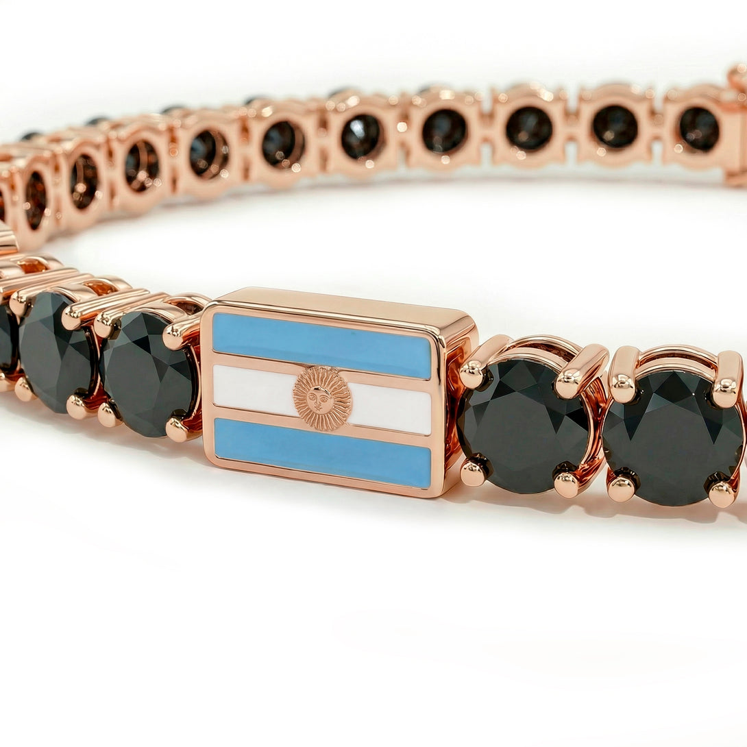 Black Diamond Tennis Bracelet with Argentina Flag no. 8