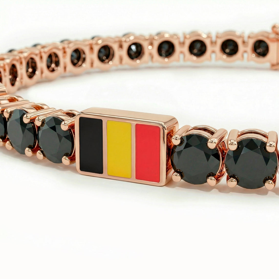 Black Diamond Tennis Bracelet with Belgium Flag no. 8