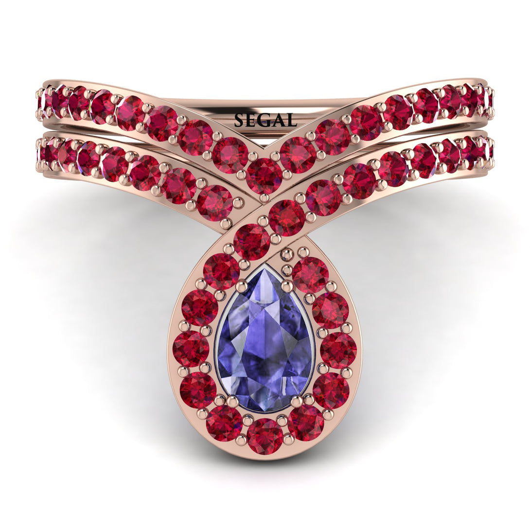 Tanzanite Pear Shape Stacking Bridal Set - Emilia No. 211