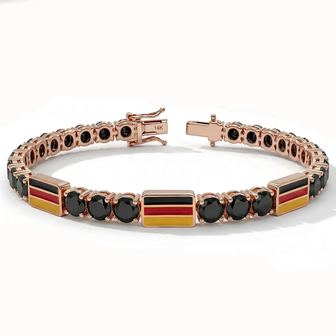 Black Diamond Tennis Bracelet with Germany Flag no. 8