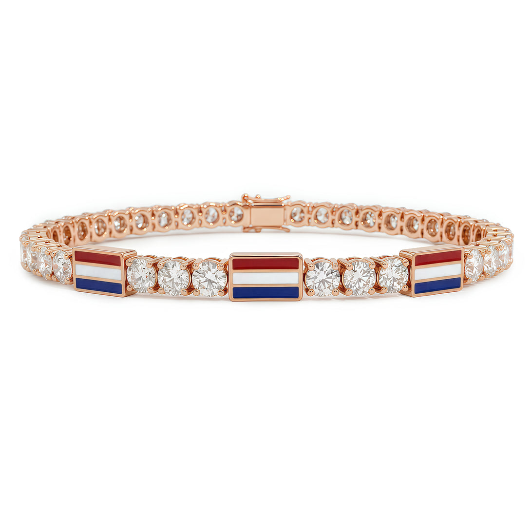 Diamond Tennis Bracelet with Netherlands Flag no. 2