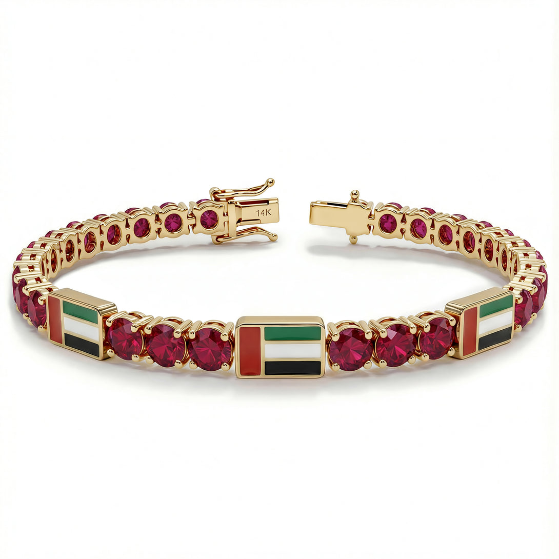 Ruby Tennis Bracelet with United Arab Emirates Flag no. 10