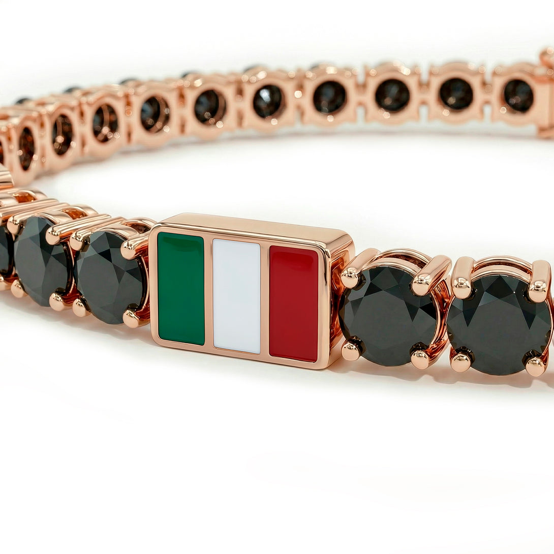 Black Diamond Tennis Bracelet with Mexico Flag no. 8