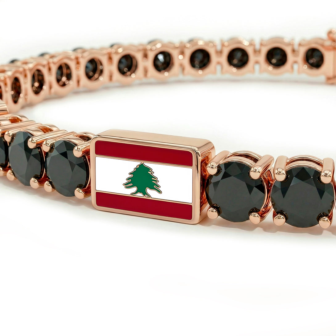 Black Diamond Tennis Bracelet with Lebanon Flag no. 8