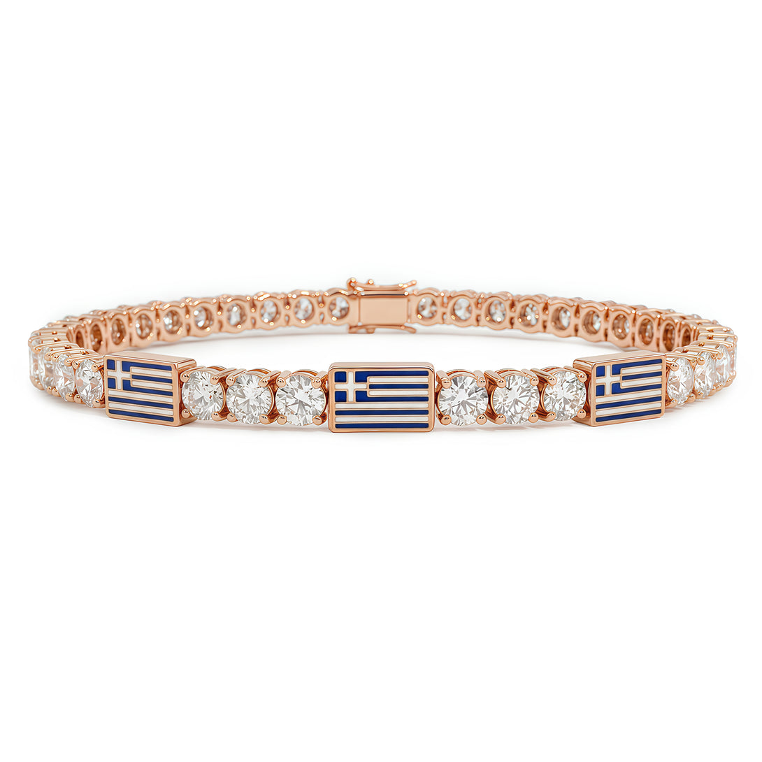 Diamond Tennis Bracelet with Greece Flag no. 2