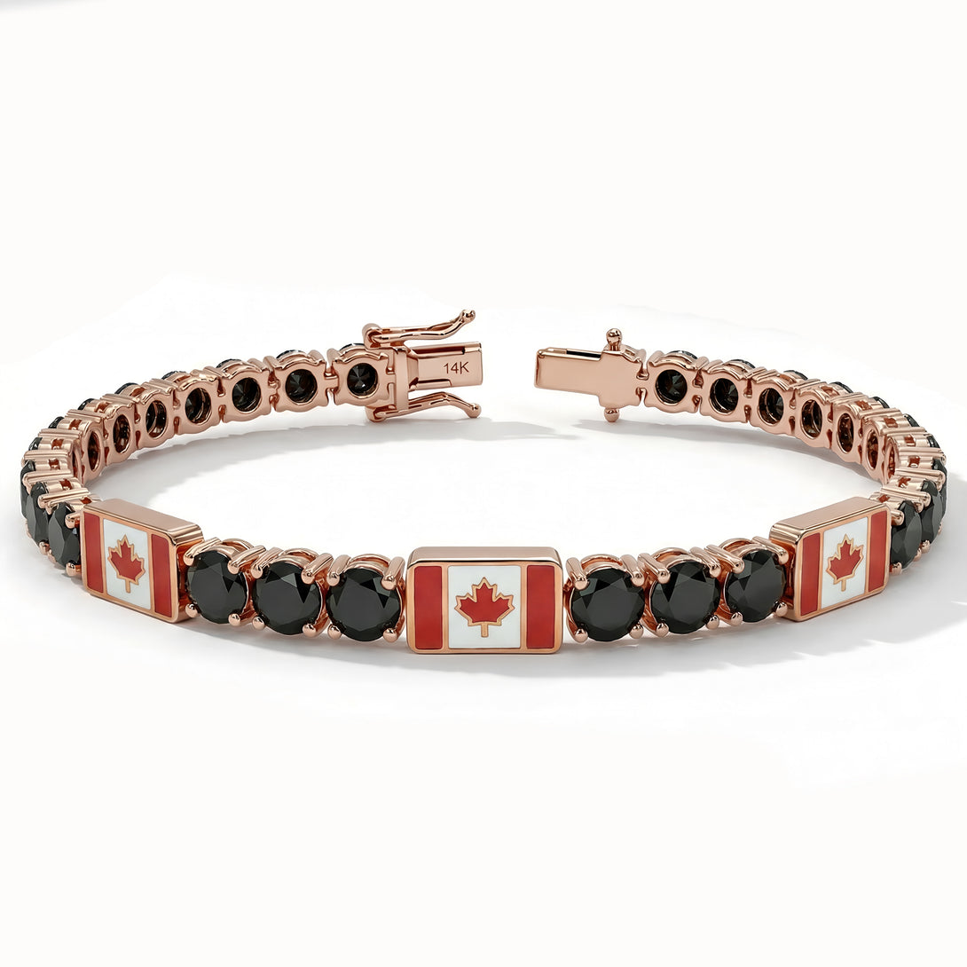 Black Diamond Tennis Bracelet with Canada Flag no. 8