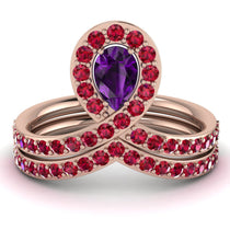 Amethyst Pear Shape Stacking Bridal Set - Emilia No. 311 image 1