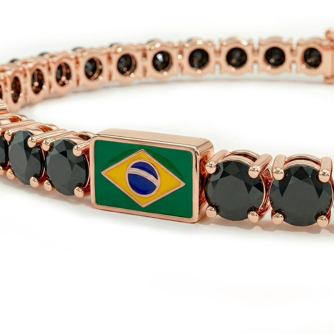 Black Diamond Tennis Bracelet with Brazil Flag no. 8