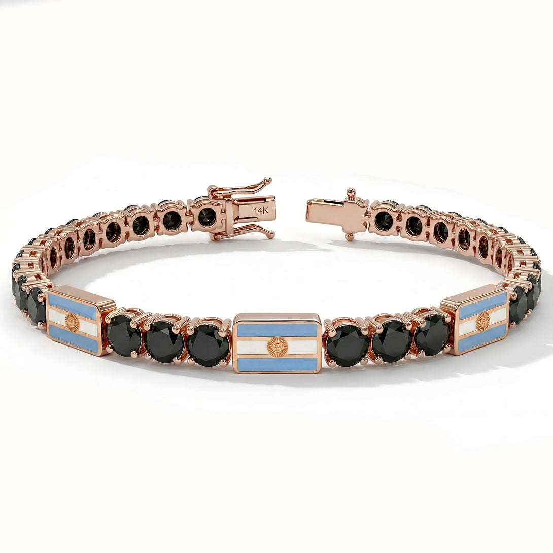 Black Diamond Tennis Bracelet with Argentina Flag no. 8