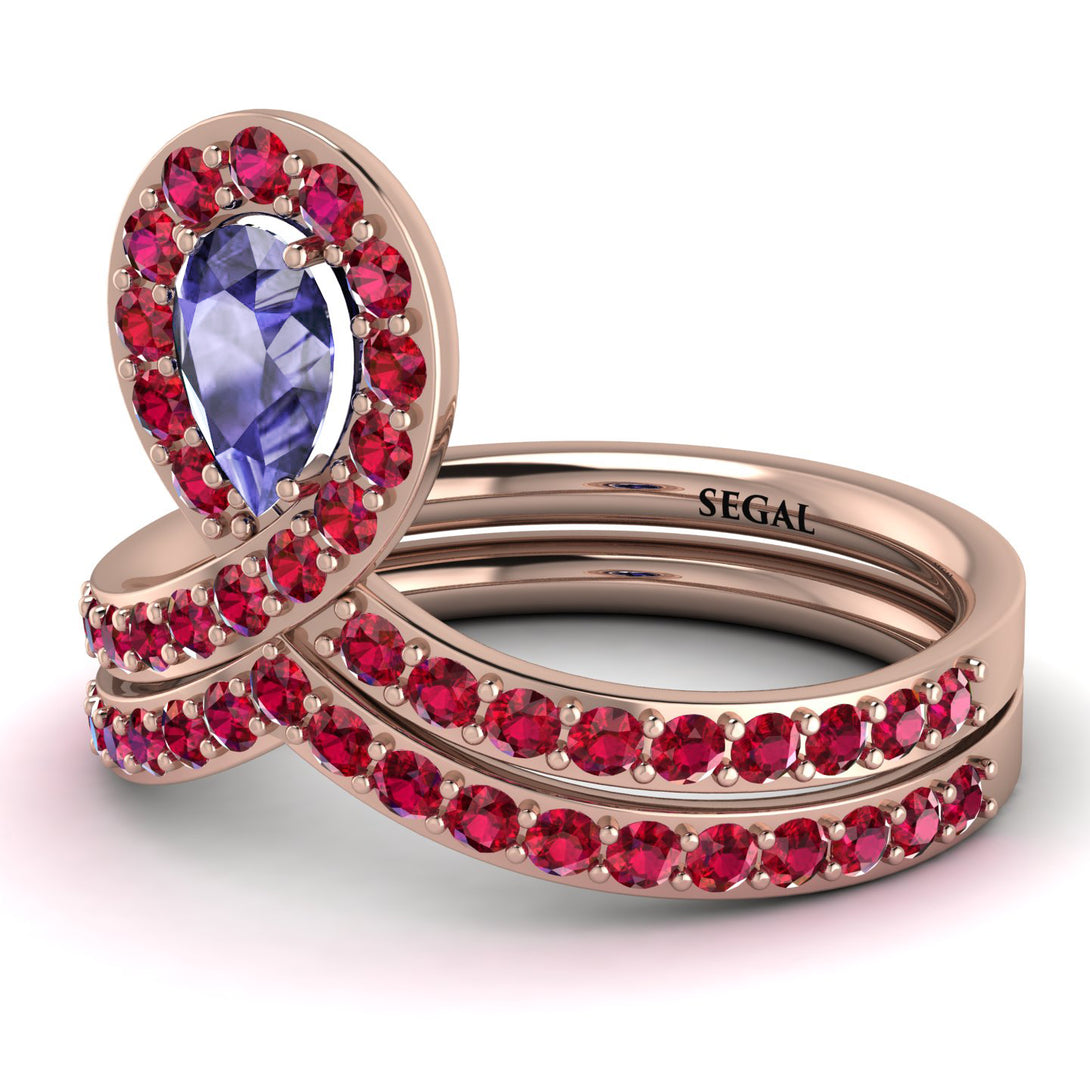 Tanzanite Pear Shape Stacking Bridal Set - Emilia No. 211