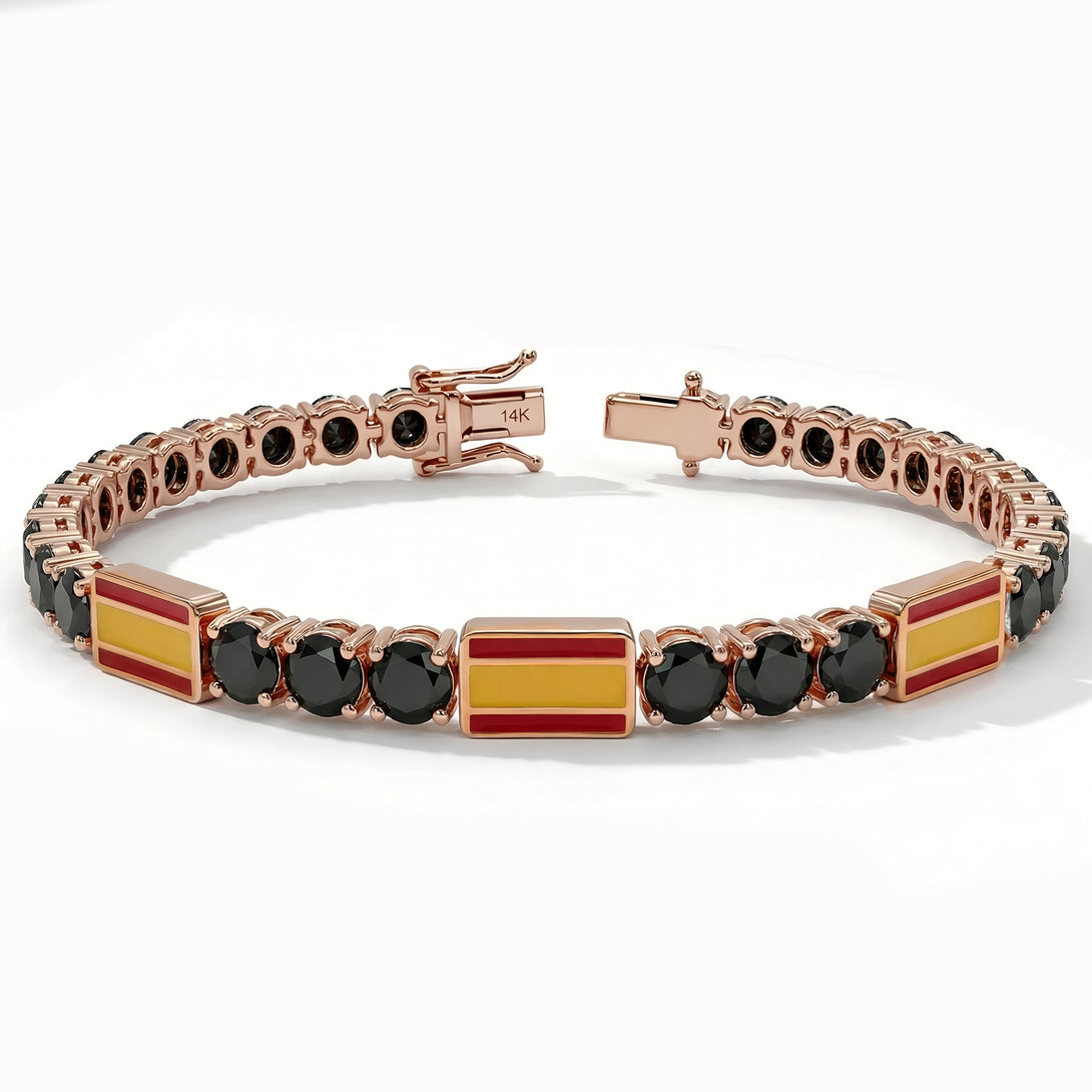 Black Diamond Tennis Bracelet with Spain Flag no. 8