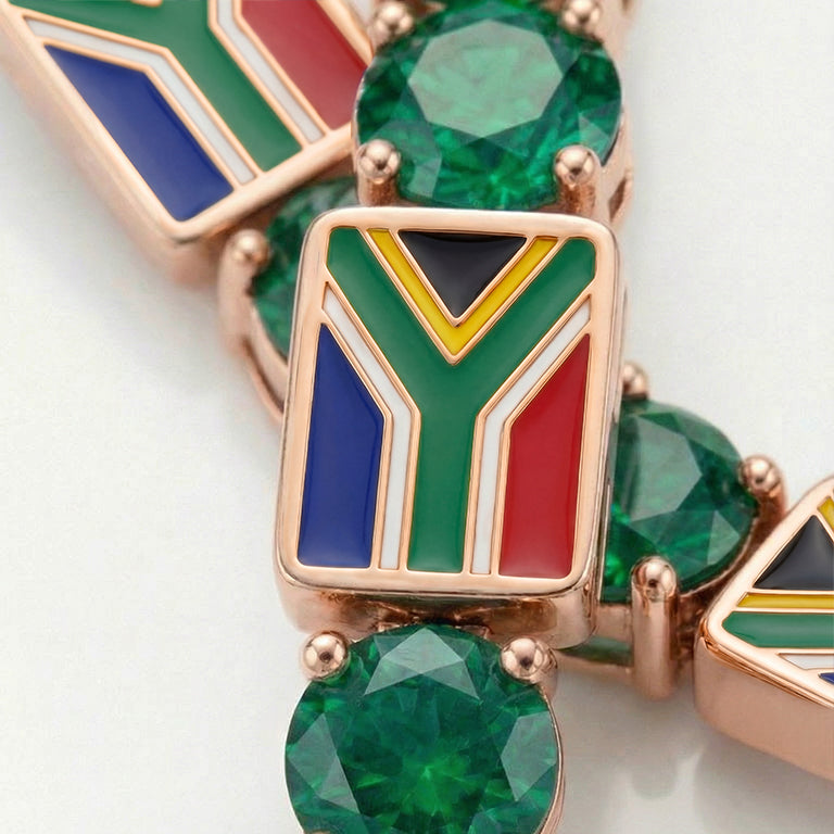 Emerald Tennis Bracelet with South Africa Flag no. 5