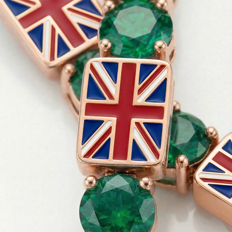 Emerald Tennis Bracelet with United Kingdom Flag no. 5