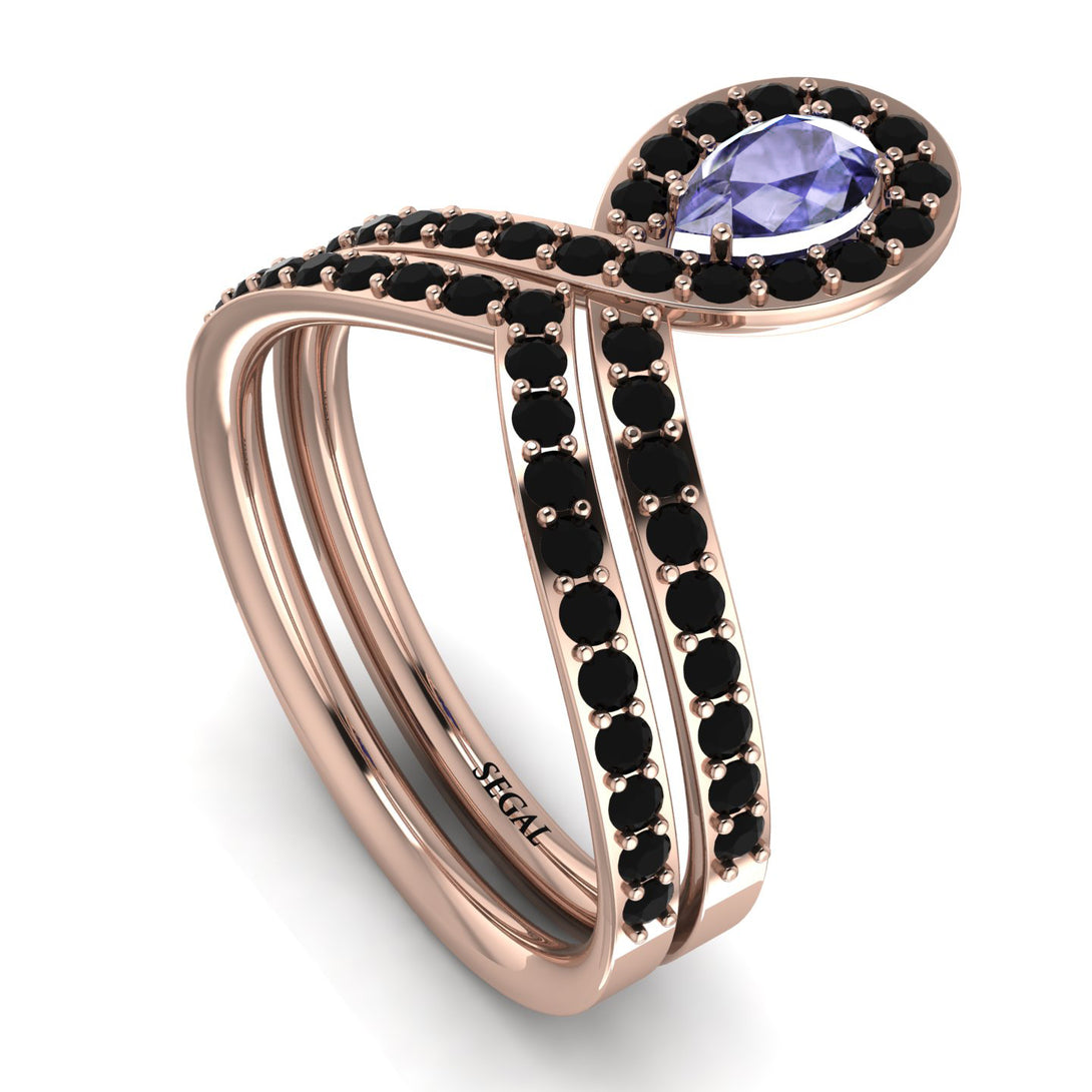 Tanzanite Pear Shape Stacking Bridal Set - Emilia No. 208