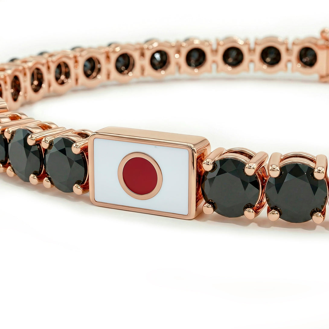 Black Diamond Tennis Bracelet with Japan Flag no. 8