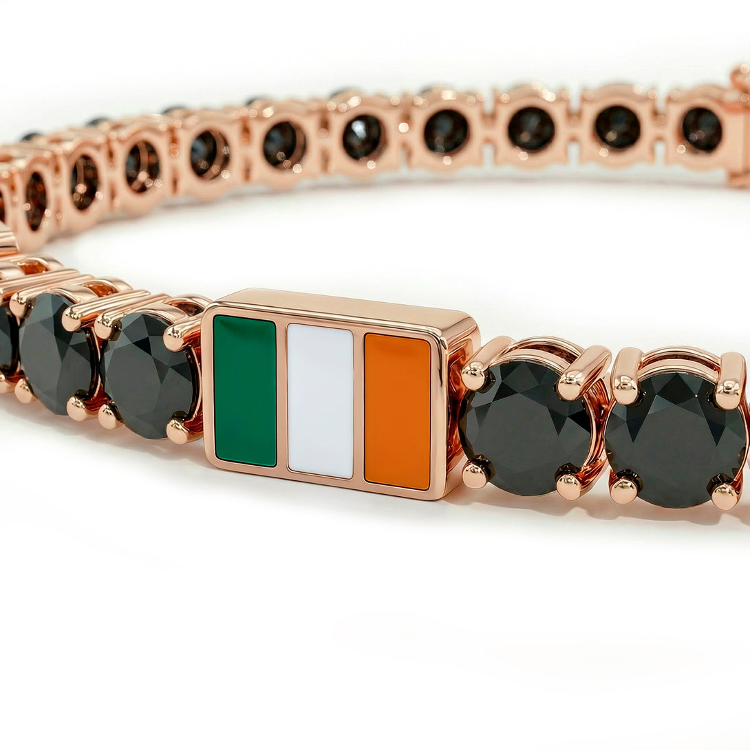 Black Diamond Tennis Bracelet with Ireland Flag no. 8