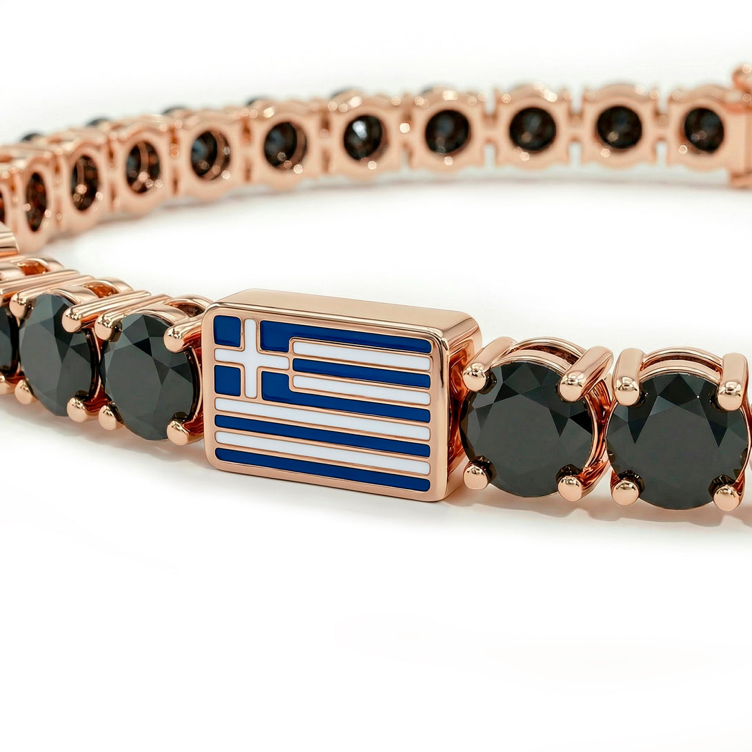 Black Diamond Tennis Bracelet with Greece Flag no. 8