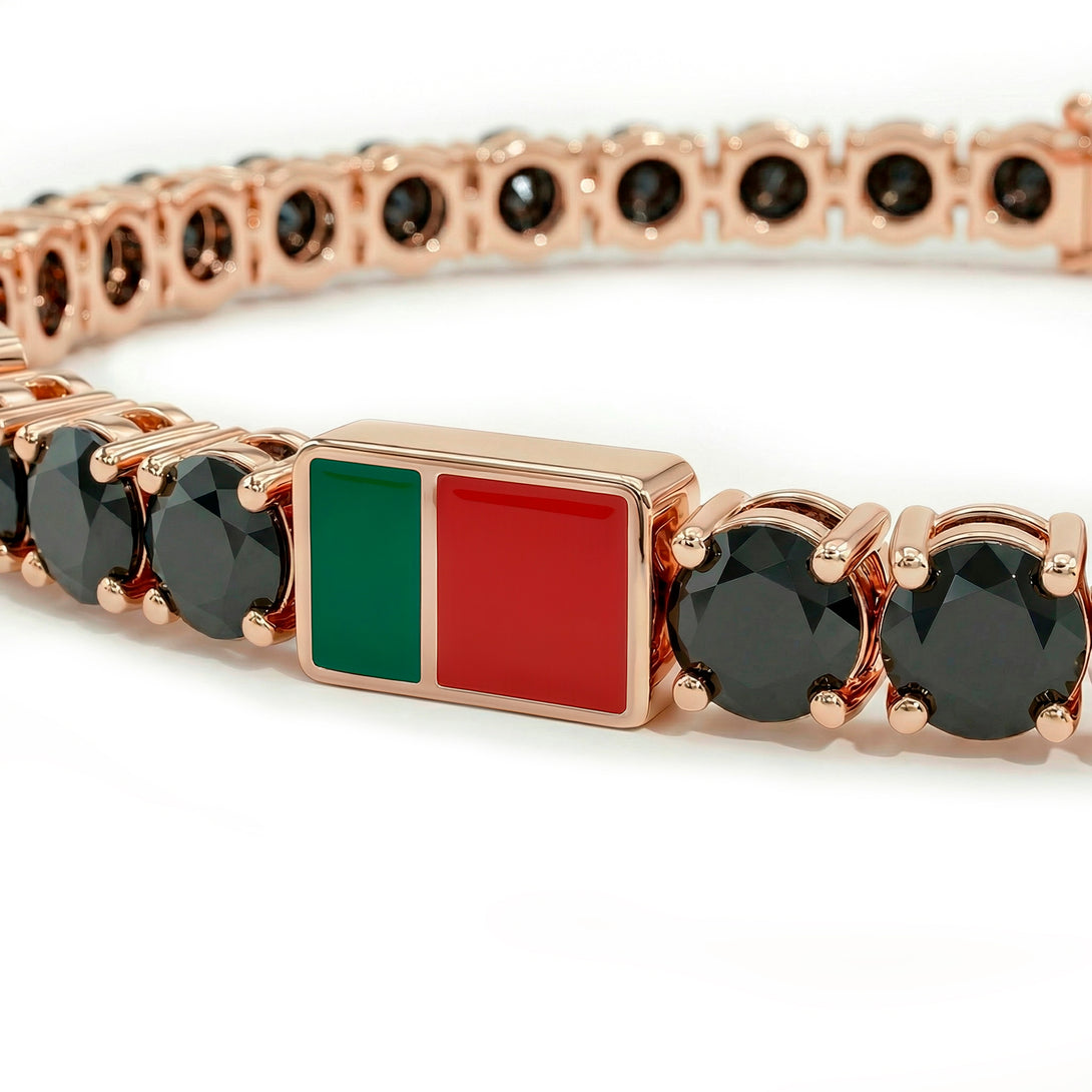 Black Diamond Tennis Bracelet with Portugal Flag no. 8