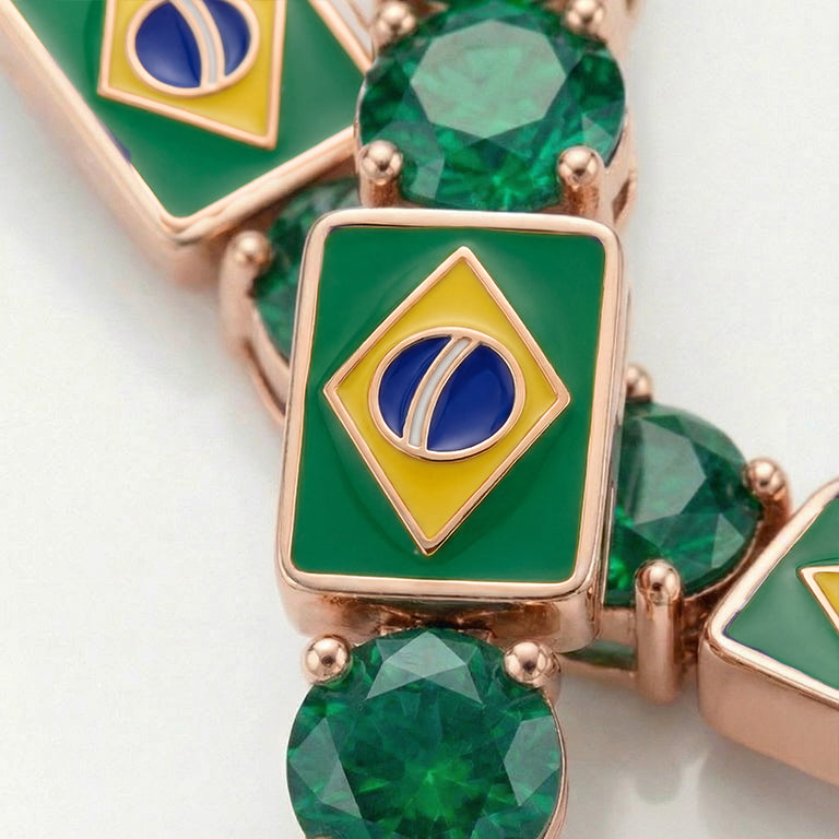 Emerald Tennis Bracelet with Brazil Flag no. 5