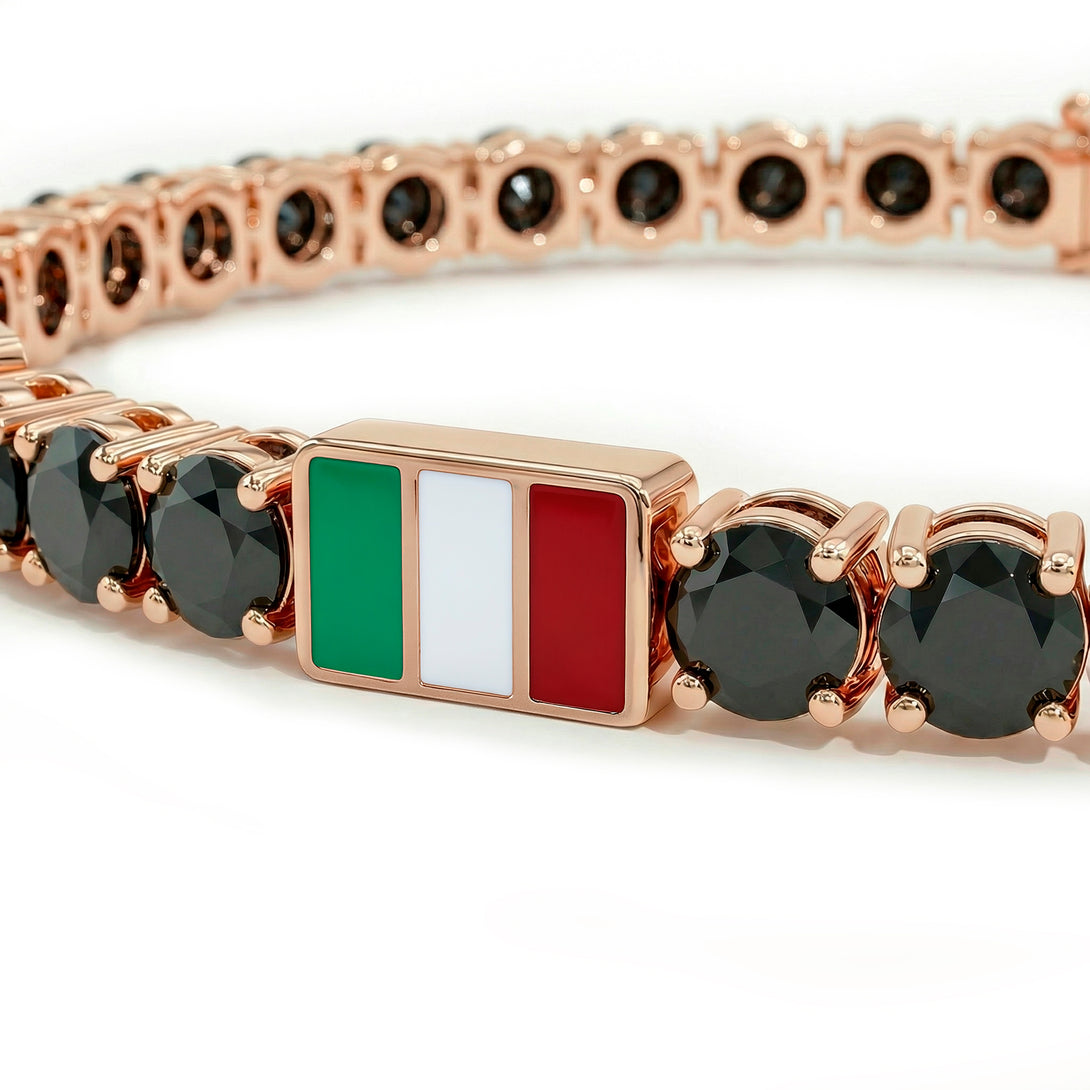 Black Diamond Tennis Bracelet with Italy Flag no. 8
