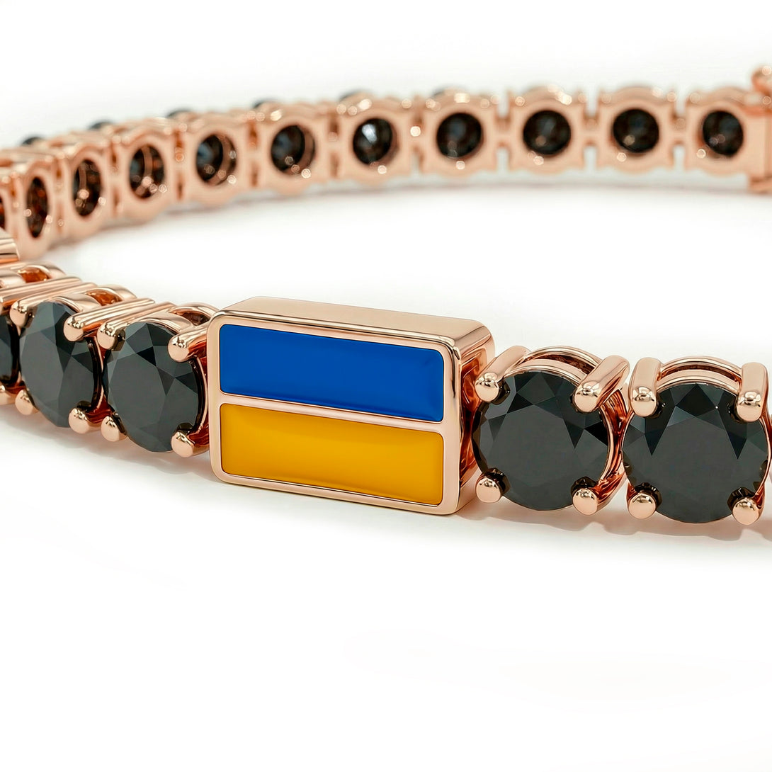 Black Diamond Tennis Bracelet with Ukraine Flag no. 8