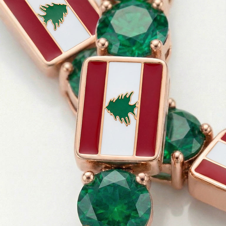 Emerald Tennis Bracelet with Lebanon Flag no. 5