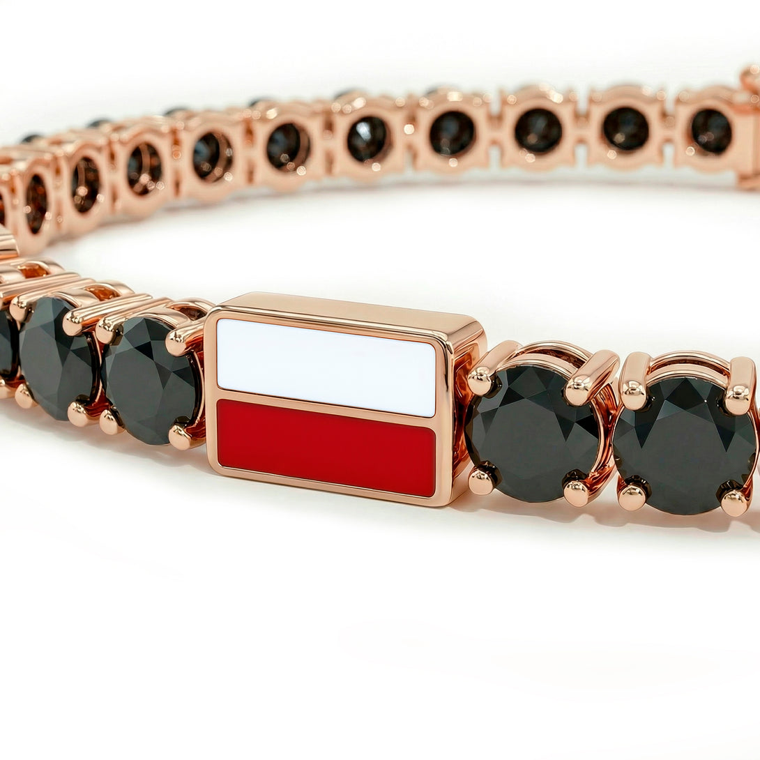 Black Diamond Tennis Bracelet with Poland Flag no. 8
