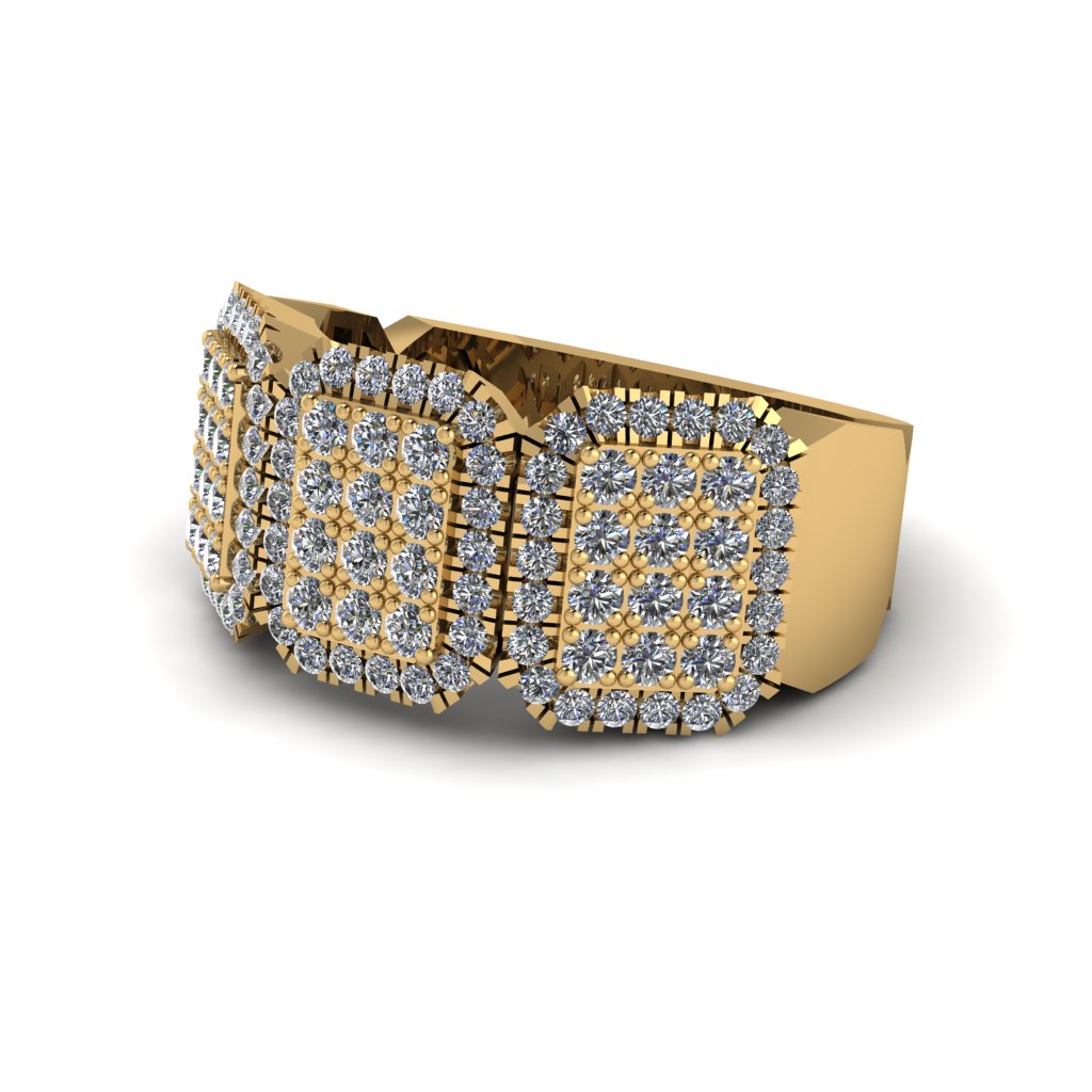 14K Gold Diamond Men's Pave Ring - Bay No. 1