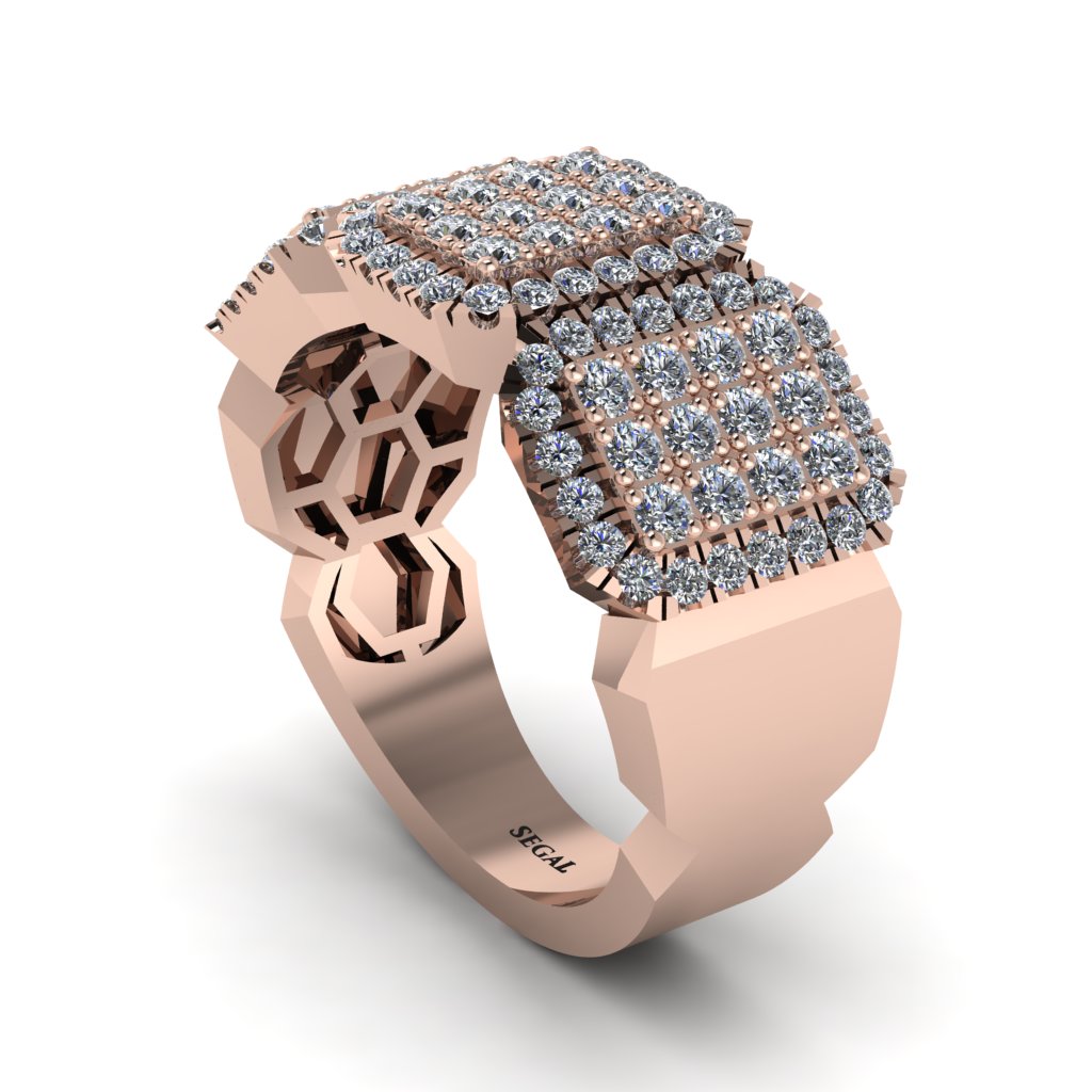 14K Gold Diamond Men's Pave Ring - Bay No. 2