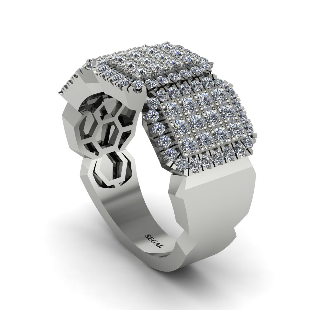 14K Gold Diamond Men's Pave Ring - Bay No. 3