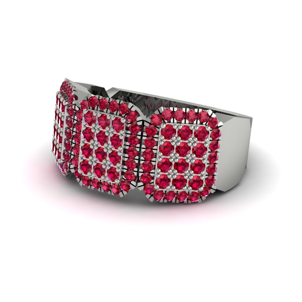 14K Gold Ruby Men's Pave Ring - Bay No. 12